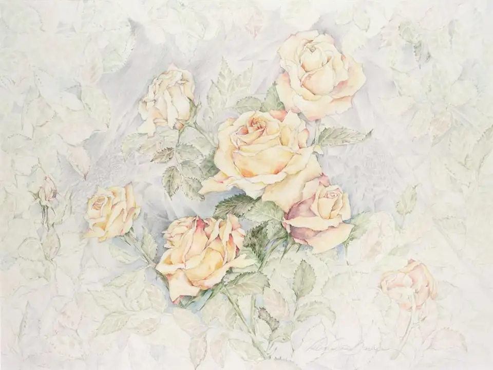 White flower artwork from Val Gallery